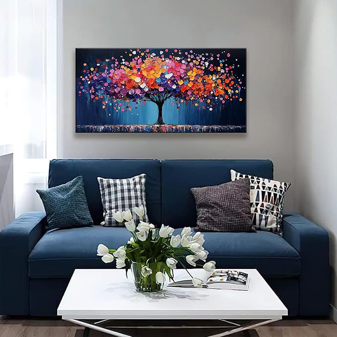 Suconvng Canvas Art Wall Decor Modern Minimalist Gallery Painting Abstract Tree Paintings Colorful Tree Of Life Wall Art Prints Floral Wall Art Pictures For Bedroom Kitchen Office Artwork 20" × 40"