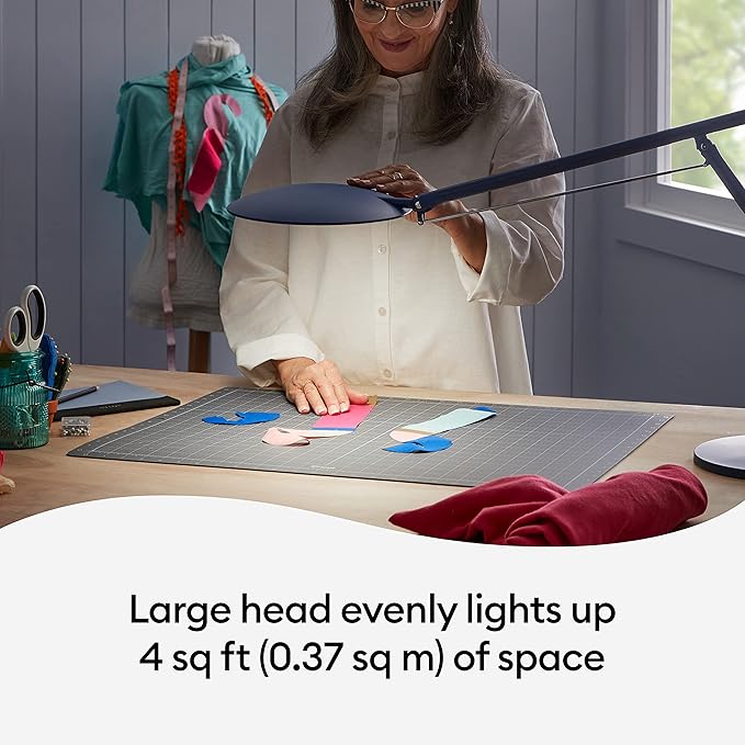Cricut Bright Adjustable LED Desk Lamp with Swing Arm for Crafts, Bedroom, Home Office - Indigo