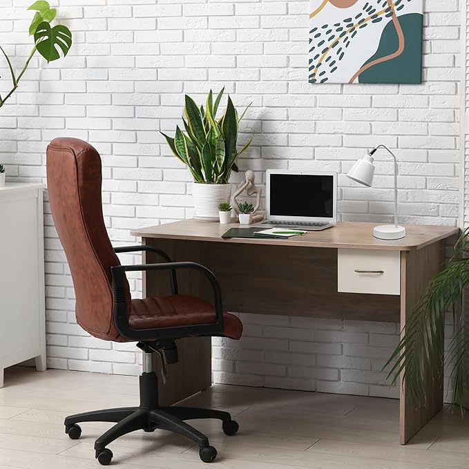 Simple Designs LD1077-WHT 16" Sleek Essentials Adjustable Metal Desk Task Lamp, for Office, Desk, Nightstand, Dorm, White