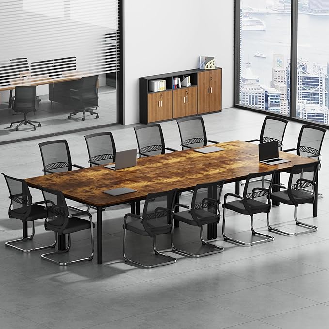Need Large Computer Desk 70.8 x 31.5 inches Conference Table Large Office Desk Writing Table Workstation for Home Office,Rustic Brown & Black 10FJGSAC3-180FG-ND