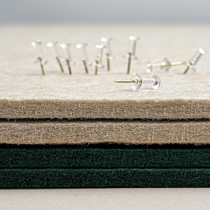 Large Bulletin Board - 60 x 36 Inches, Decorative Felt Pin Board for Wall - 5' x 3' Foldable Photo Display Board with Self-Adhesive Tape, Includes 20 Push Pins - Dark Green