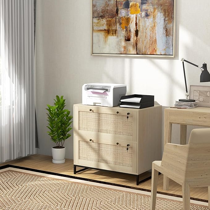 2 Drawer File Cabinet with Lock, Home Office Filing Organizer, for Letter Legal A4 Size Labeled Folders File Folder Storage, Wood Lateral Filing Cabinet (Natural-W29.5*D15.75*H28.25in)