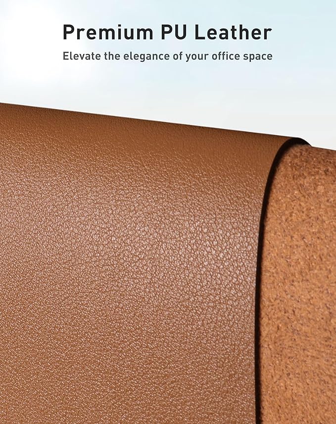 Aothia Faux Leather Desk Mat - Large Mouse Pad, Non-Slip PU Leather Blotter, Waterproof Writing Surface for Office and Home (Brown, 63" x 24")