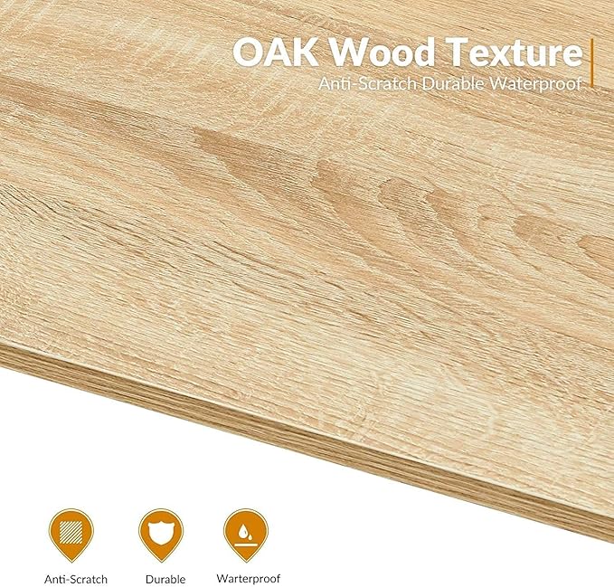 FurnitureR 47.2" Home Office Writing Desk - Simple Computer Desk with Sturdy Metal Legs, Compact Study Table for Small Spaces, Student Laptop Workstation, Oak