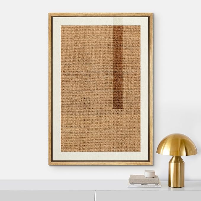 IDEA4WALL Framed Canvas Print Wall Art Brown Square Polygon Collage Abstract Geometric Illustrations Modern Art Minimalism Shapes Multicolor Boho for Living Room, Bedroom, Office - 24"x36" Natural