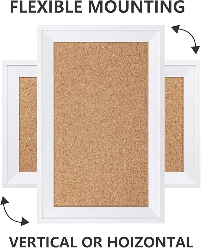 HBlife Cork Board Bulletin Board 11 x 17 inch with White Frame Rectangle Decorative Hanging Pin Board Perfect Decor for Office & Home,Message Board or Vision Board
