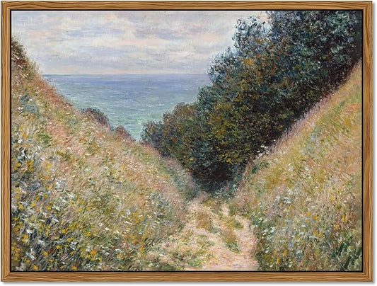 Framed Vintage Monet Wall Art Farmhouse Decor – Impressionist Oil Painting Canvas Prints – Country Landscape Classic Aesthetic Wall Decor for Living Room Bedroom Bathroom – 16''x24''