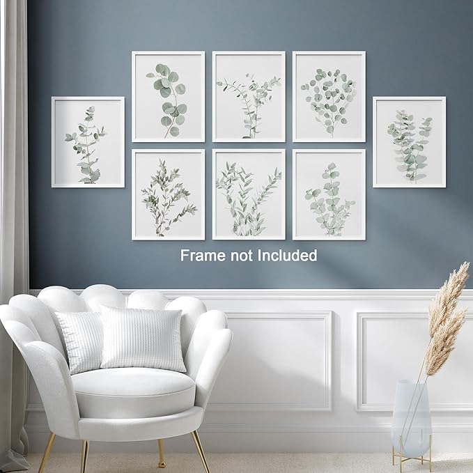 SIGNWIN Poster Wall Art Set of Pastel Watercolor Forest Plant Collage Nature Garden Nature Wilderness for Living Room, Bedroom, Office - 12"x16"x 8