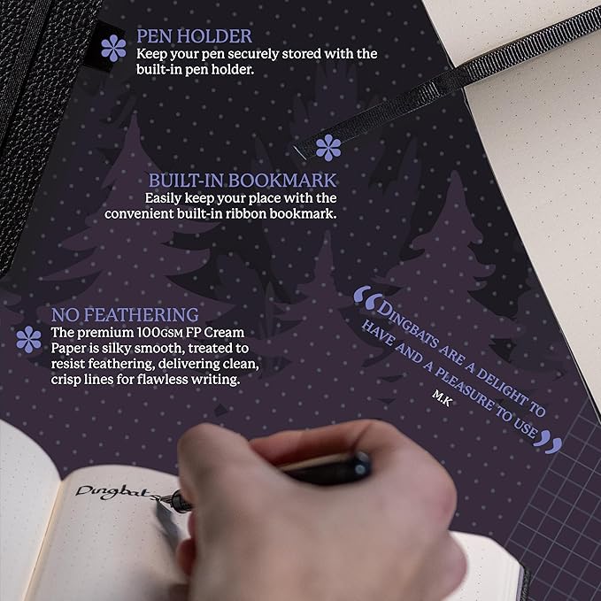 Dingbats* Wildlife Dotted Writing Journal Notebook A5 - Vegan Leather Hardcover - Ideal for Work, Travel - Pocket, Elastic Closure, & Bookmark