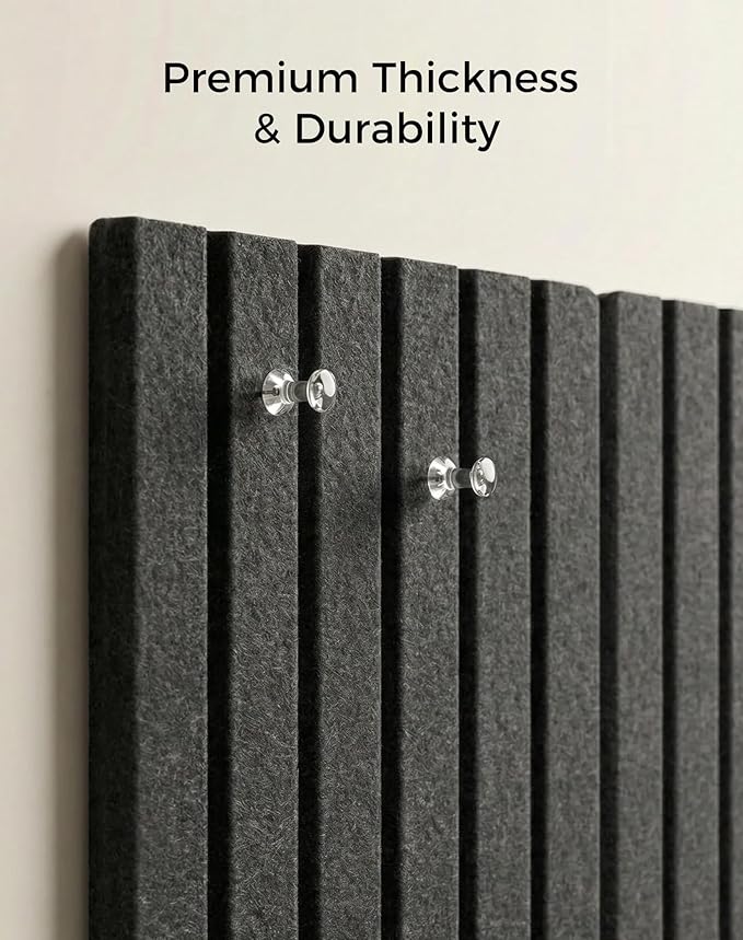 Aothia 12-Pack Large Felt Bulletin Board 48"x36", Modular Pin Board Tiles for Wall, Cork Board Alternative for Office & Classroom, Includes 70 Adhesive Tabs & 40 Pushpins, Charcoal Gray