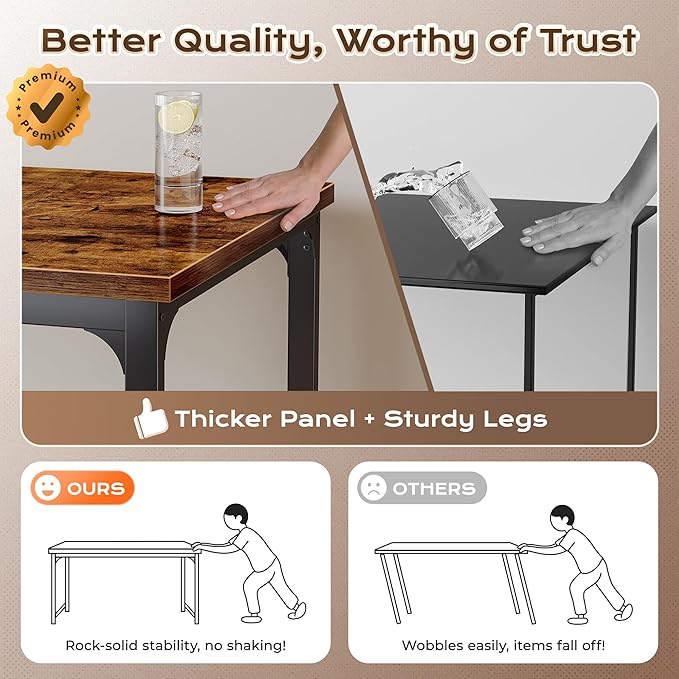 Huuger 71 x 31.5 Inch Desk with Power Outlets & USB-C, 0.95 Inch Thicker Desktop, Robust Metal Tubes, Deep Computer Desk, Heavy Duty Office Desk, Work Desk for Home Office, Rustic Brown