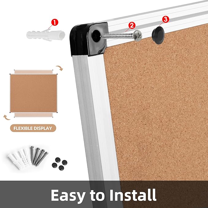 Board2by Large Cork Bulletin Board 72" X 48", Silver Aluminum Framed Corkboard for Wall, Wall Mounted Notice Pin Board with Push Pins for School, Home & Office - 6' x 4' Corkboard