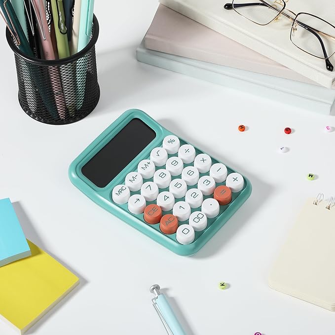 Mr. Pen- Mechanical Switch Calculator, 12 Digits, Large LCD Display, Earthy Green Calculator Big Buttons