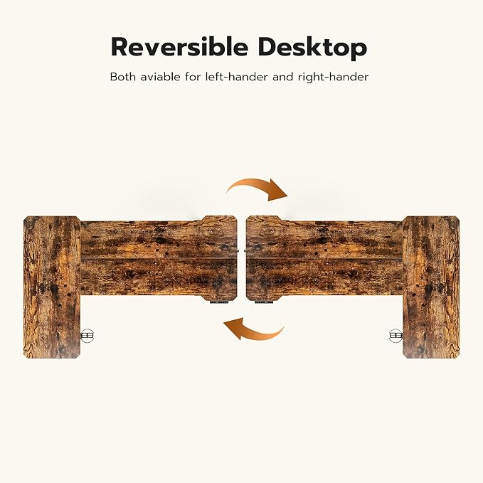 51" Reversiable L-Shaped Electric Standing Desk Adjustable Height Gaming Stand Up Corner Desk Sit Stand Home Office Computer Desk with Splice Board, Rustic Brown Top