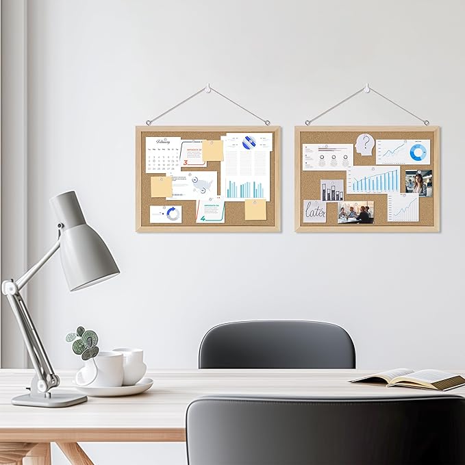 Cork Board Bulletin Board,11x15 Cork Board for Office with Pin Oak Wood Boards,Hanging Corkboards for Office Home School Message Board or Vision Board Decoration.