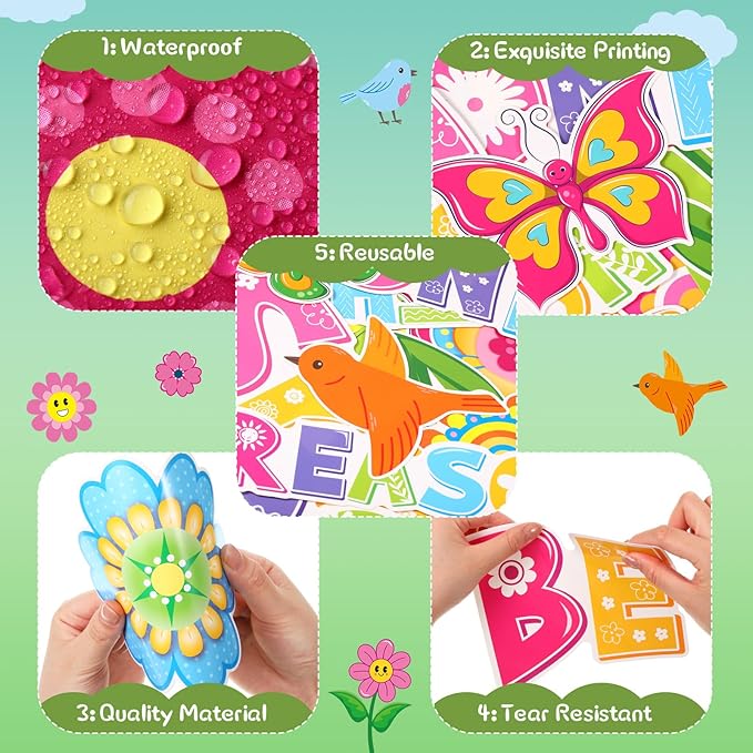 Pasimy Spring Bulletin Board Decorations Set Flower Classroom Door Decor Colorful Floral Butterfly Be The Reason Someone Smile Today Cutouts for Springtime March Home Office Wall Window Supplies