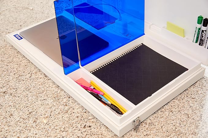 Worky 15-in-1 Home Office Portable Workstation Desk with Built-in Storage, 3.5" D x 26" W x 16.5" H, 14 Lbs, White