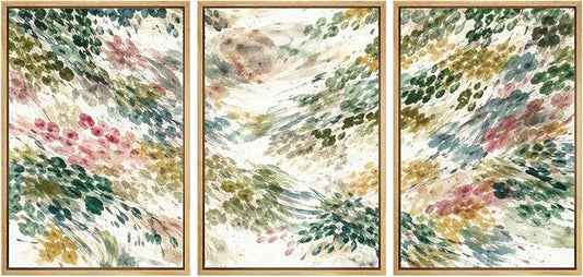SIGNWIN Framed Canvas Print Wall Art Set Colorful Botanical Watercolor Brush Abstract Illustrations Modern Art Decorative Boho Relax/Zen Nordic for Living Room, Bedroom, Office - 24"x36"x3 Natural