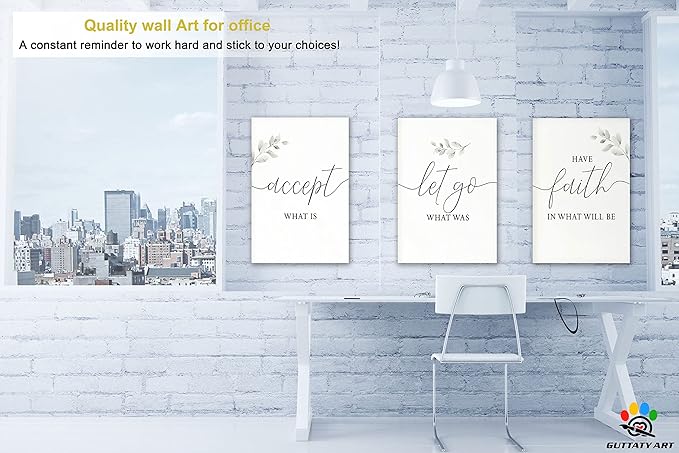 Office Wall Art-3 Panel Motivational Art, Inspirational Quotes Canvas for Home Office Decor, Positive Quote Art, Entrepreneur Words Poster Frame 16'x24'x3Pcs