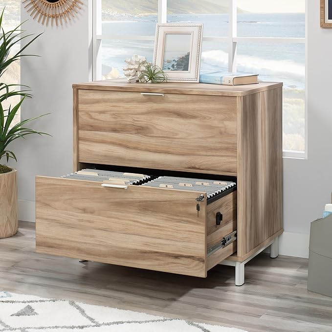 2 Drawer File Cabinet with Lock, Home Office Filing Organizer, for Letter Legal A4 Size Labeled Folders File Folder Storage, Wood Lateral Filing Cabinet (Lateral File Cabinet-02)