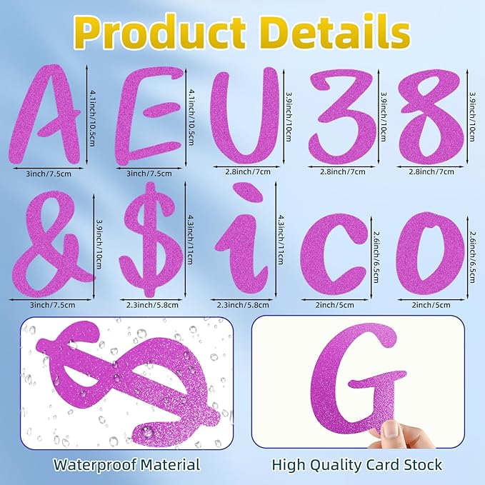 273 Pcs 4 Inch Glitter Bulletin Board Letters Set - Poster Board Letter Cutouts with Alphabet, Symbols, Numbers, Storage Bag - Classroom Decor, DIY Projects, Teacher Supplies, Office (Rose Red)