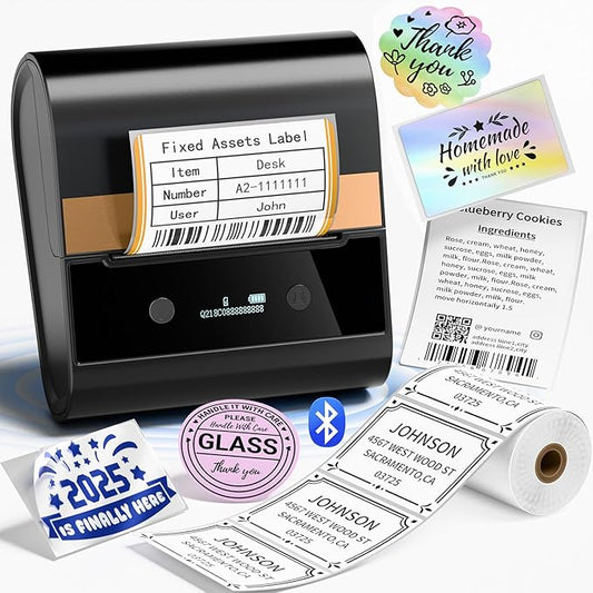 Large Label Maker 3 Inch - M260 Barcode Label Printer, Bluetooth Thermal Machine, Portable Wireless & Inkless for Small Business, Home, Office - Waterproof Label, Compatible with iOS/Android/PC, Black