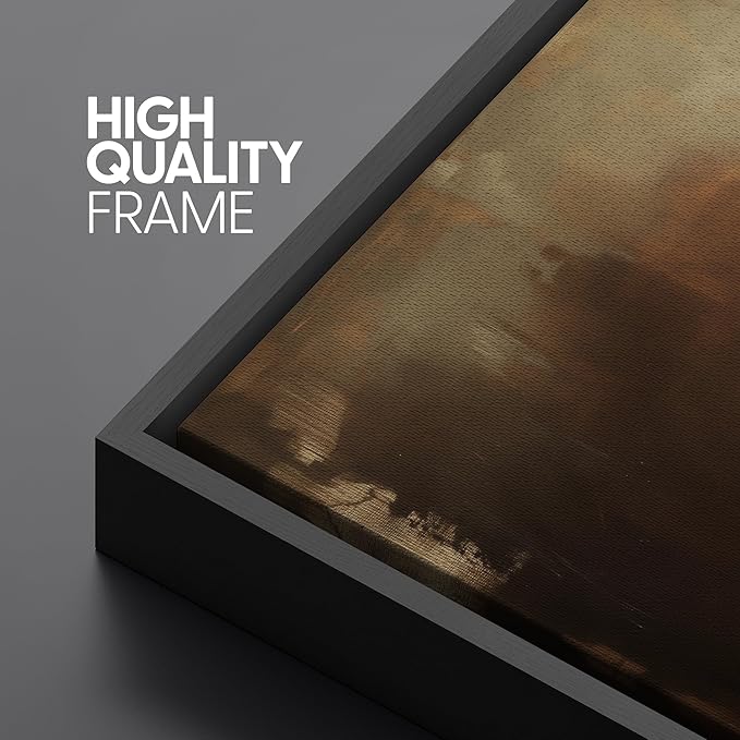 SIGNFORD Framed Canvas Print Wall Art Rustic Depth Abstract Earthy Brown and Mocha Gradient Illustrations Modern Art Decorative Relax/Zen for Living Room, Bedroom, Office - 24"x36" Black