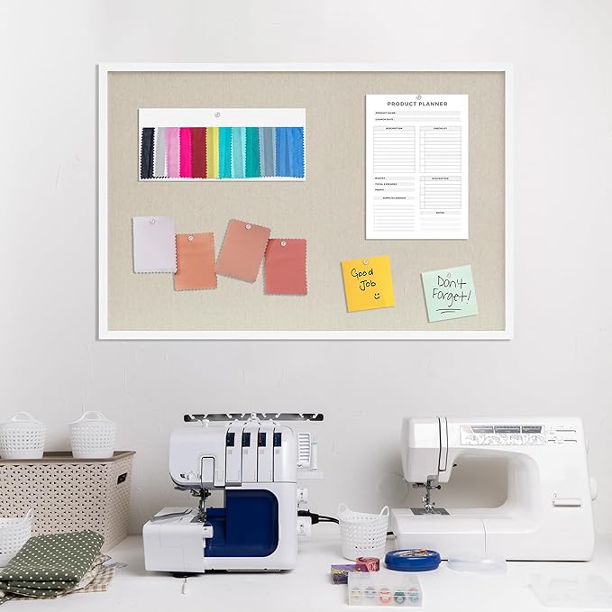 Cork Board with Linen White 2Pack,Bulletin Board 36"x24" Hanging Corkboards for Office Home School Message Board or Vision Board Decoration.