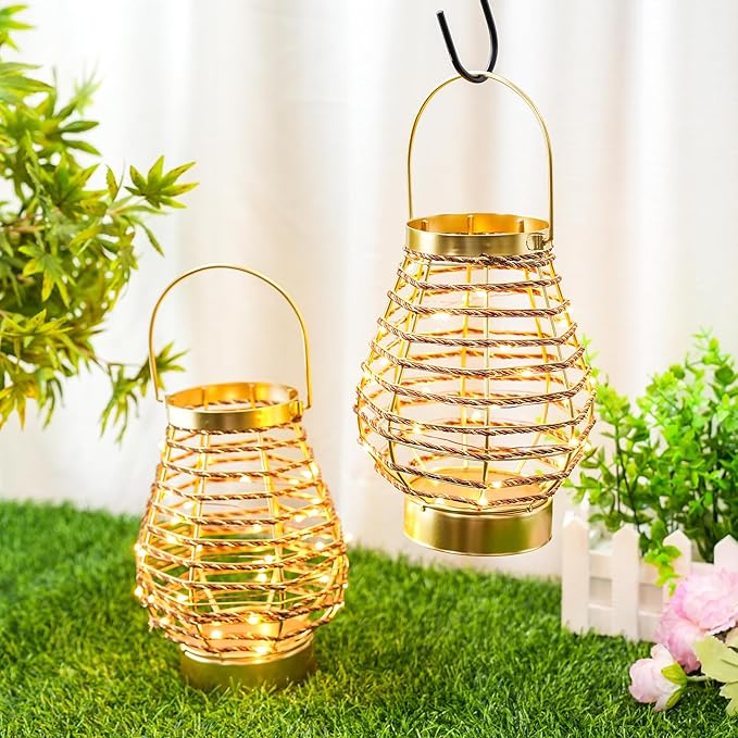 Set of 12 Metal Cordless Table Lamp 8 "H Metal Cage LED Cage Lamp with 6-Hour Timer, Vintage Decorative Fairy Lights Lantern for Indoor/Outdoor Bedrooms Weddings Parties Patio Events