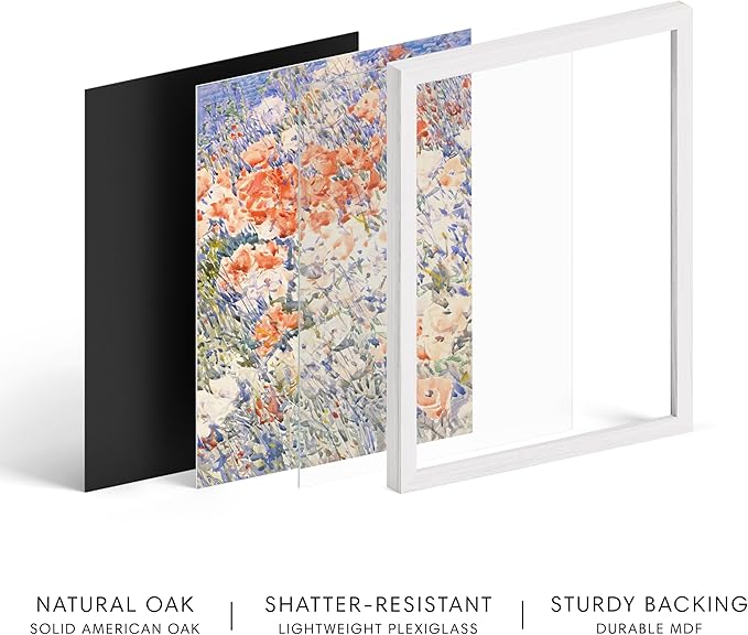 HAUS AND HUES Floral Art Wall Decor - Wildflowers Wall Art for Living Room, Floral Artwork for Bedroom Walls, Flower Painting for College Girls Dorm Room (Multicolored Flowers, White Frame, 16x20)