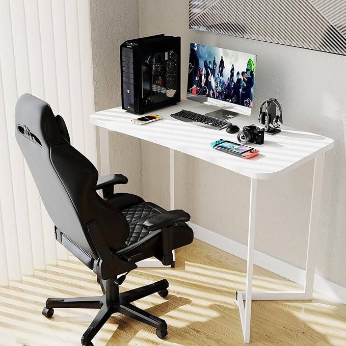 Computer Desk 40 Inch Small Table for Office,Modern Simple Style Writing Study Work Gaming Table for Home Office (White)