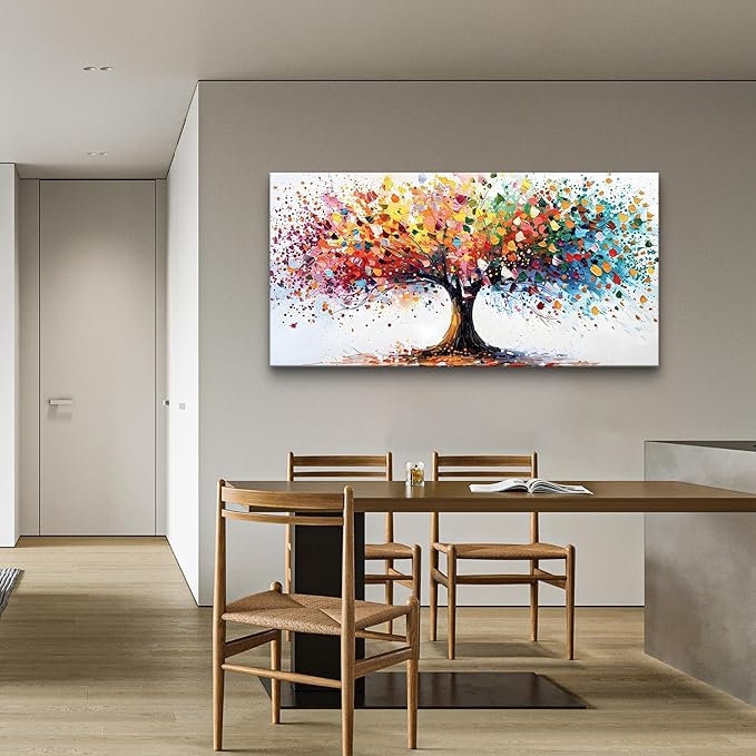 Lapremoly Large Wall Art For Living Room Abstract Wall Decor For Office Colorful Tree Landscape Wall Painting Bedroom Home Decorations Modern Framed Canvas Prints Posters Mural Artwork Hang Easy