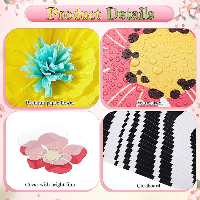 62 Pcs Spring Bulletin Board Set with Borders, 3D Paper Flowers & Cutouts for Classroom Decoration, Hello Spring Floral Wall Decor for Teacher, Chalkboard, Door & Hallway