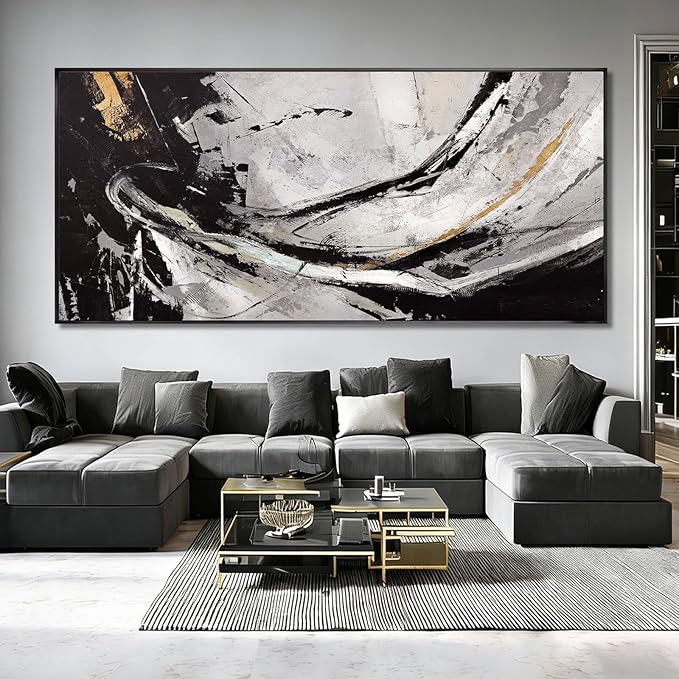 XIANSHOU Abstract Home Wall Decor Contemporary Photo Prints Grey and Black Art Posters 40"x86" Bedroom Artwork for Wall Pictures for Office