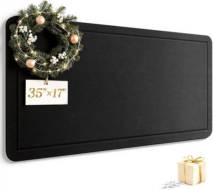 Bulletin Board, 35 X 17 inches Decorative Felt Cork Board Alternative with Pushpins, Foldable Felt Notice Pin Board Photo Display Board for Office Home School Wall