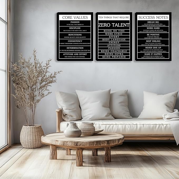 Motivational Wall Decor Paintings Inspirational Office Wall Decor Posters Prints 3 Pieces Bedroom Decor Living Room Office Canvas Picture Wall Painting Home Decoration Framed Artwork (48" Wx24 H)