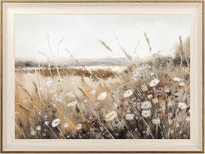 ASTRDECOR Framed Vintage Wall Art Home Decor, Farmhouse Decor Wall Art Autumn Country Wildflower Field Nature Canvas Art Wall Decor Living Room, Vintage Oil Painting Botanical Art Print Decor-12''x16''
