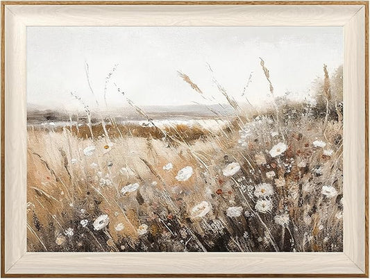 ASTRDECOR Framed Vintage Wall Art Home Decor, Farmhouse Decor Wall Art Autumn Country Wildflower Field Nature Canvas Art Wall Decor Living Room, Vintage Oil Painting Botanical Art Print Decor-12''x16''