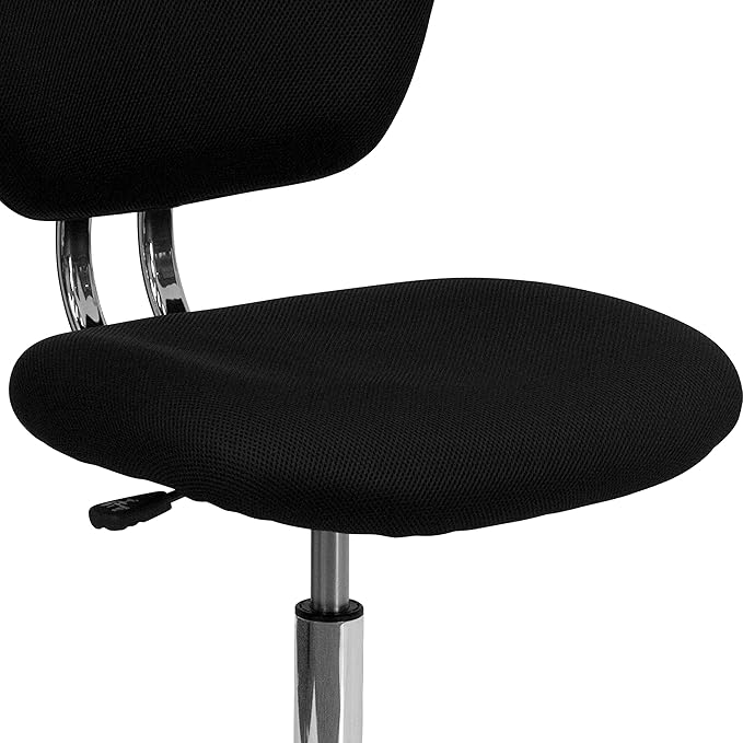 Flash Furniture Beverly Mid-Back Swivel Mesh Office Chair with Padded Seat, Height-Adjustable Ergonomic Padded Office Desk Chair, Black/Chrome