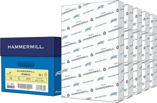 Hammermill Colored Paper, 20 lb Cream Printer Paper, 11 x 17 - Made in the USA, Pastel Paper, 168050C - 5 Ream (2,500 Sheets)