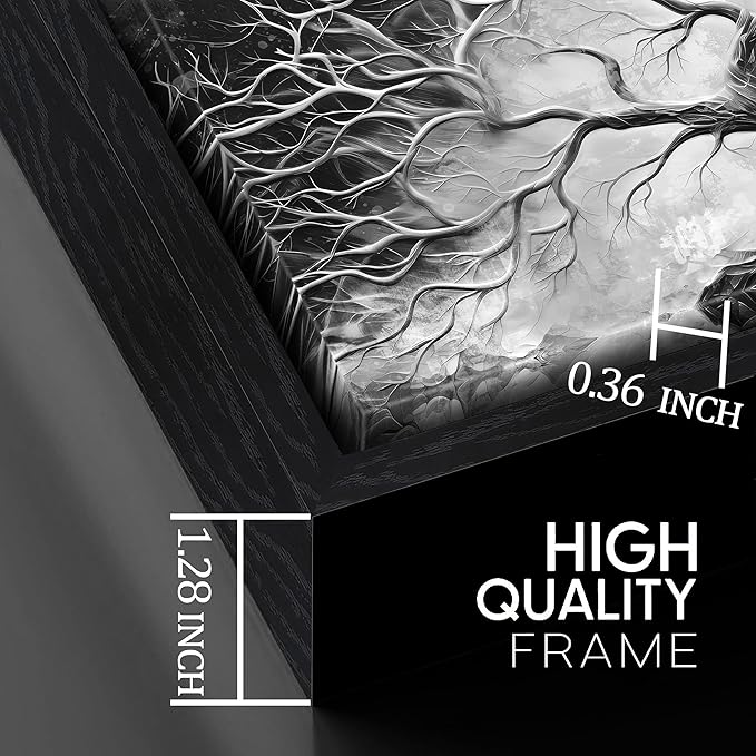 Tree Canvas Wall Art for Living Room - Black and White Pictures Wall Art for bedroom - Black Framed Home Office Decor Size 29" x 59"
