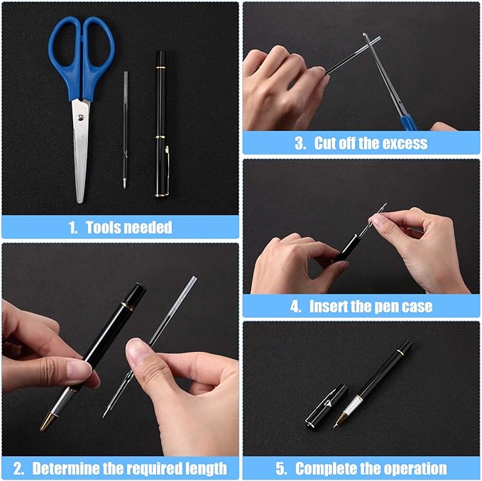 Outus 60 Pcs 0.7 mm Blue Retractable Pen Refills Bulk 4.2inch Replacement Ballpoint Ink Pen Refills for Click Ball Point Pens School Office Supplies