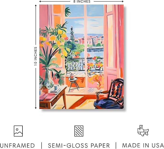 HAUS AND HUES Floral Art Wall Decor - Wildflowers Wall Art for Living Room, Floral Artwork for Bedroom Walls, Flower Painting for College Girls Dorm Room (Balcony, Unframed, 8x10)
