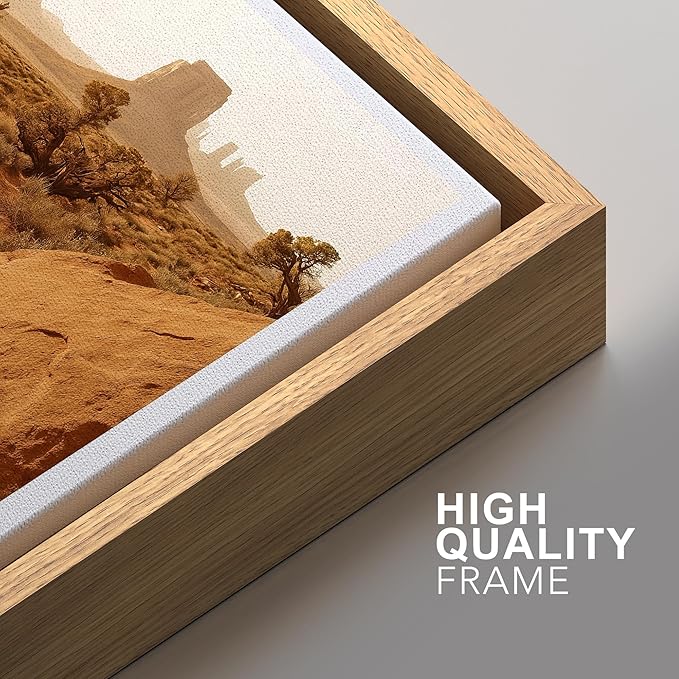 SIGNFORD Framed Wall Art Print Set Southwest Desert Landscape Canyon and Mesa Digital Art Modern Art Contemporary for Living Room, Bedroom, Office - 16"x24"x3 Natural