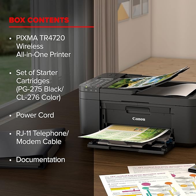 Canon PIXMA TR8620a - All-in-One Printer Home Office|Copier|Scanner|Fax|Auto Document Feeder | Photo & ® PIXMA™ TR4720 Wireless Inkjet All-in-One Color Printer, Black