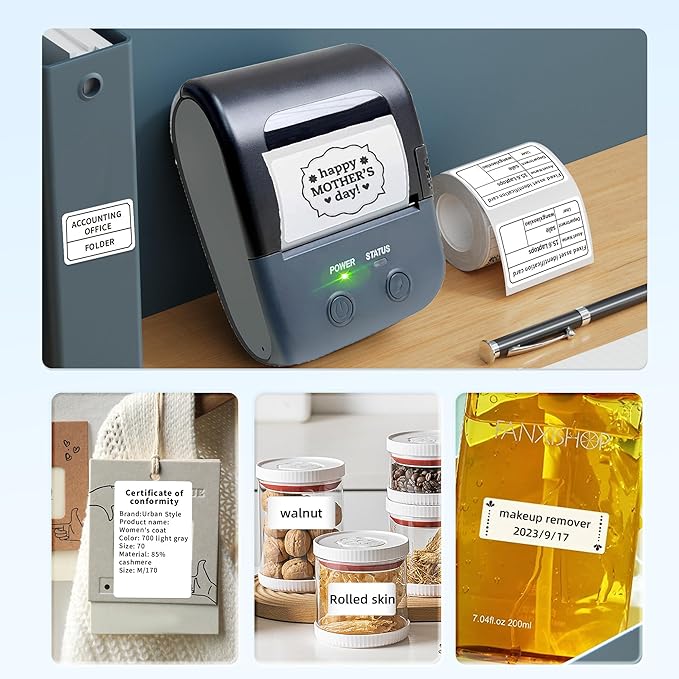 Label Maker - 2 Inch Thermal Label Printer L7 Portable Bluetooth Label Maker with Tape,Support with Android&IOS, Easy to Use for Office, Home, Business, Clothing, Address, Mailing(with 1 Roll Label)