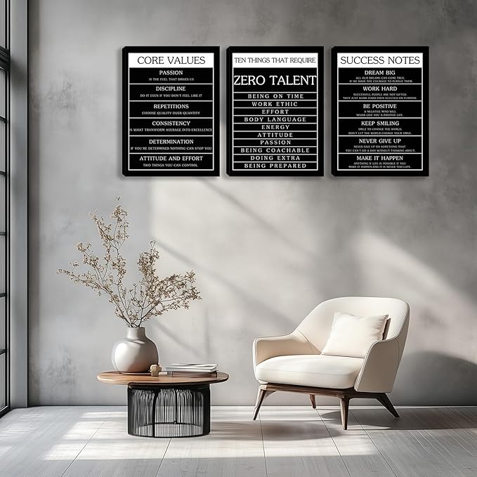 Motivational Wall Decor Paintings Inspirational Office Wall Decor Posters Prints 3 Pieces Bedroom Decor Living Room Office Canvas Picture Wall Painting Home Decoration Framed Artwork (48" Wx24 H)
