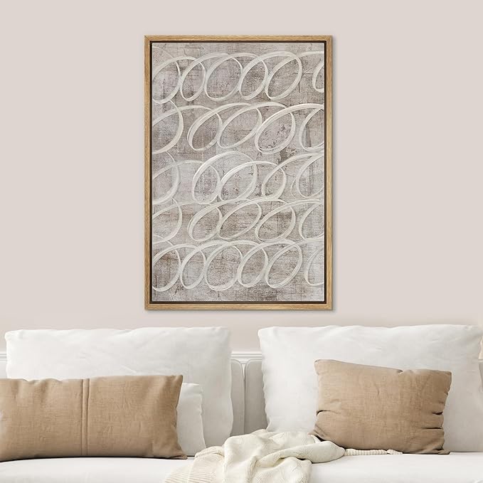 SIGNWIN Framed Canvas Print Wall Art Sophisticated Looped Rings Interwoven Abstract Illustrations Modern Art Minimal Multicolor for Living Room, Bedroom, Office - 24"x36" Natural