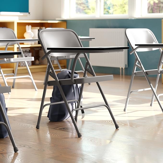 Flash Furniture Ralph Premium Steel Folding Chair with Right Handed Tablet Arm