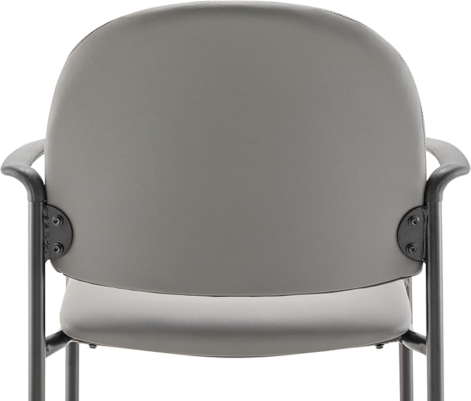 Flash Furniture Tiffany Side Reception Chair with Armrests, Stackable Vinyl Waiting Room Chair for Commercial or Residential Use, Gray